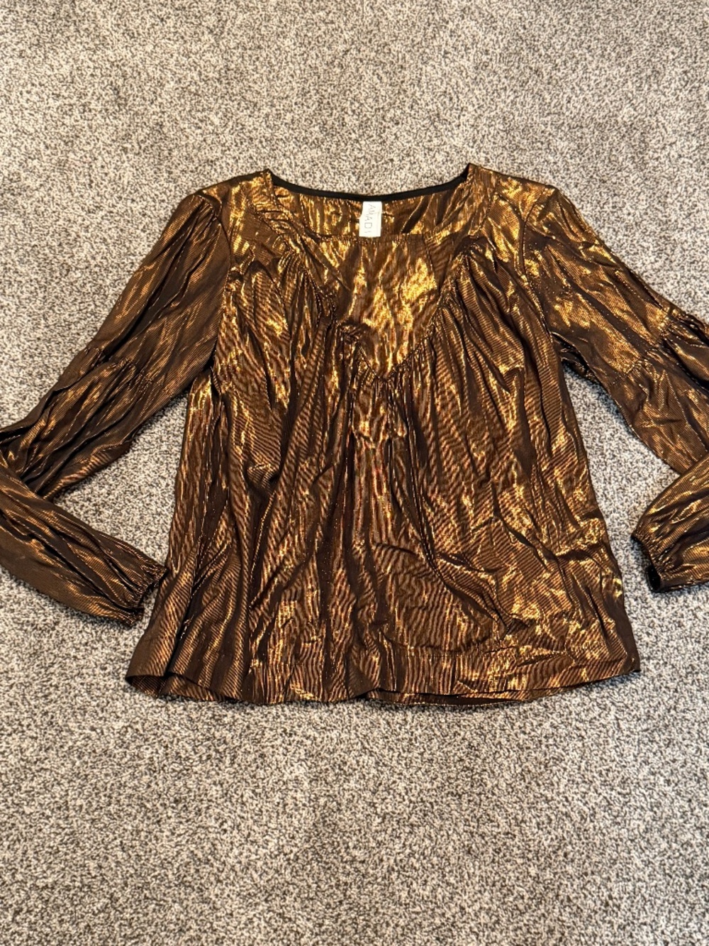 AMADI Bronze Blouse Women's Size S Top Shirt